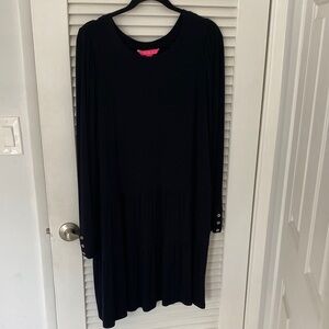 Lilly Pulitzer Black Dress/Jersey knit with gold buttons, very comfortable!